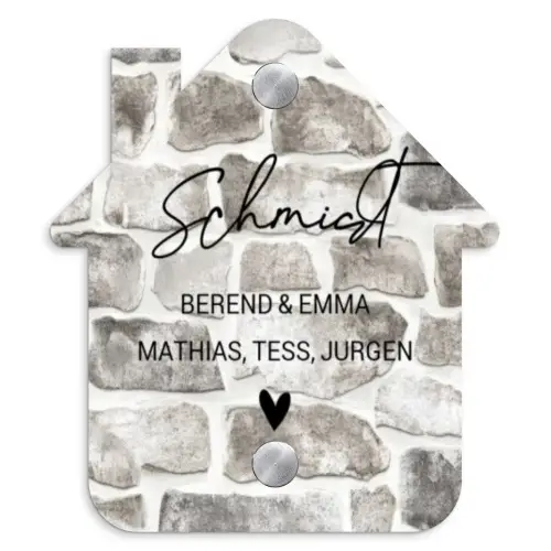 Natuurstenen - Sierlijk Naambord Huisje klein -3d