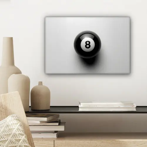 Biljartbal - Getal - Acht - Wit canvas 2cm klein -sfeer6