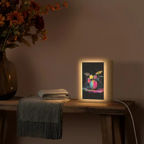 Drumstel - Kleurrijk - Verf - Levendig Light Box met kabel (Tafellamp) klein -sfeer4