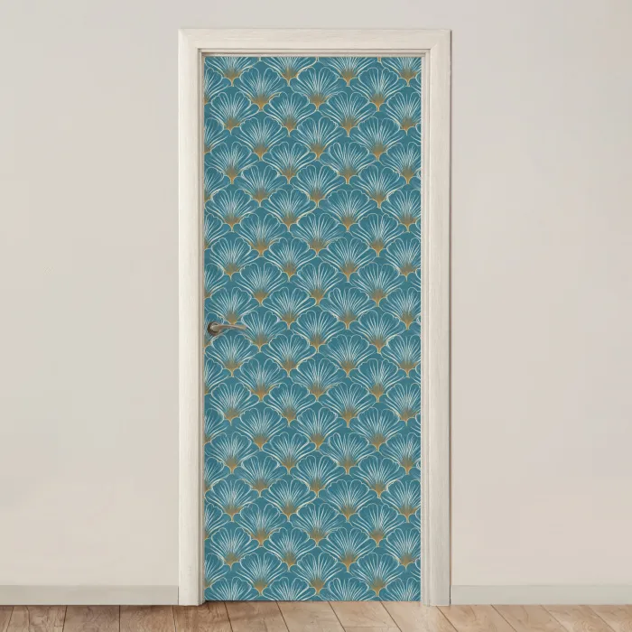 Symmetrisch - Patroon - Blauw deurposter klein 289 -3d_beige
