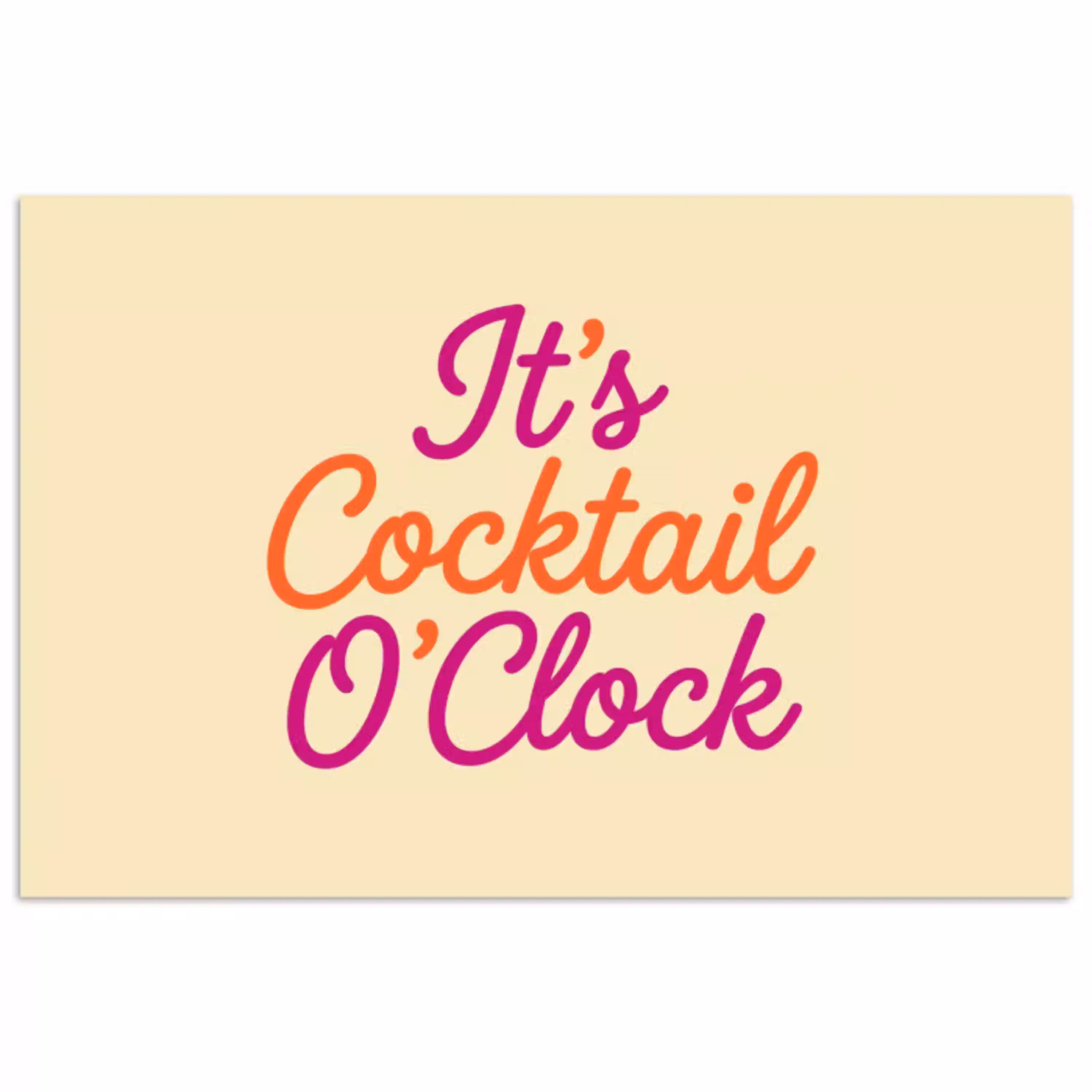 Cocktail O'Clock - Geel - Retro poster papier klein -3d