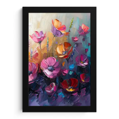 Bloemen - Botanisch - Kunst - Roze - Natuur fotolijst zwart zonder passe partout klein -3d