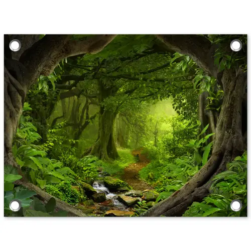 Jungle - Groen - Natuur - Tropisch - Planten tuinposter los doek klein -3d