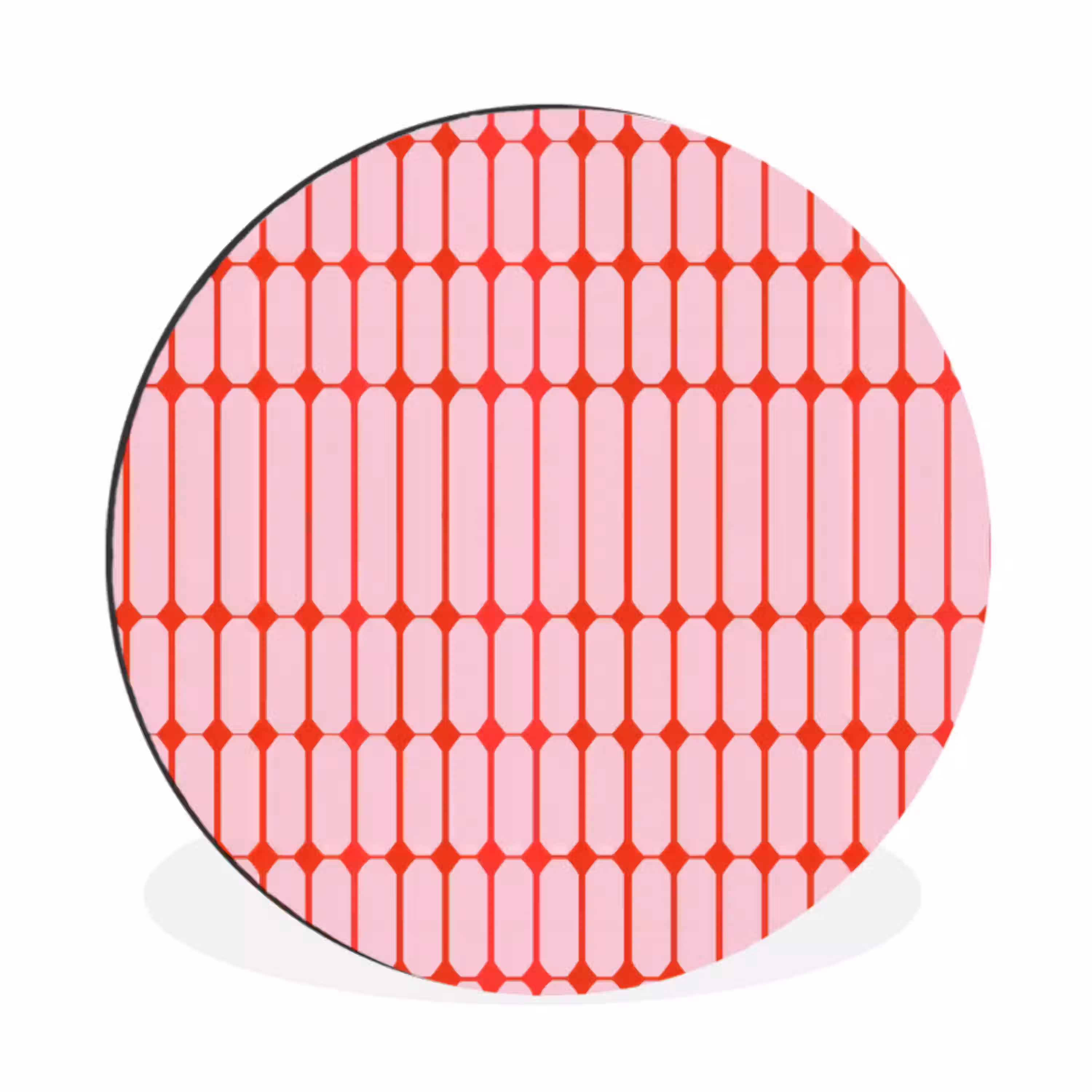 Geometrisch - Minimalistisch - Rood - Roze Wandcirkel aluminium klein 190 -3d