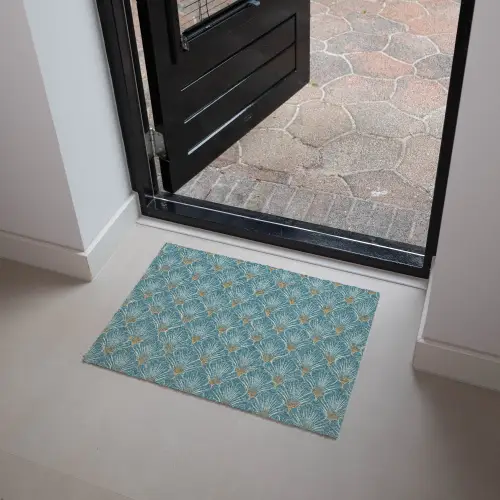 Symmetrisch - Patroon - Blauw Deurmat klein 898 -sfeer5