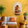 Boeken - Toren - Koffie - Beige Wandcirkel Ovaal Glas middel -sfeer4