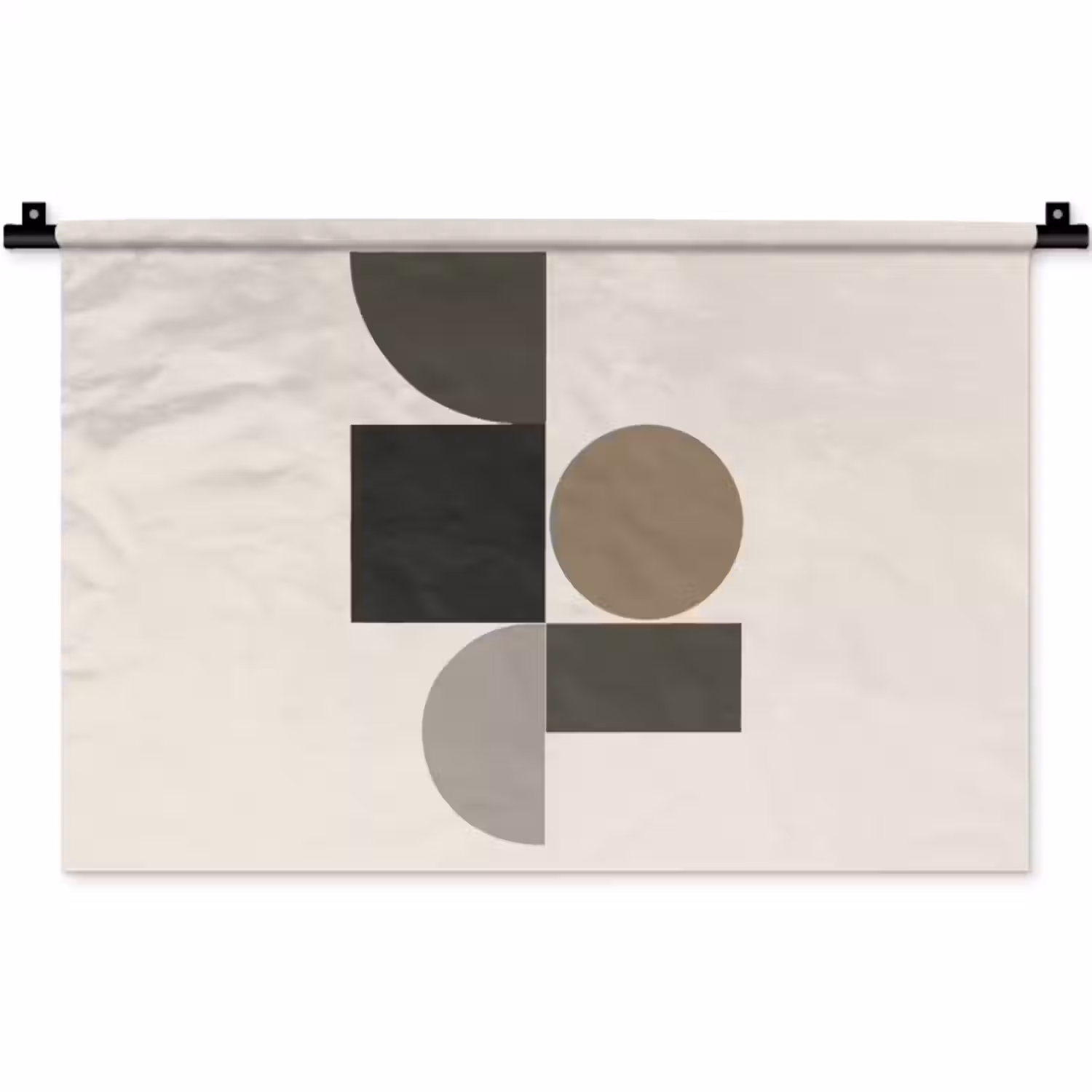 Wandkleed - Aardetinten - Abstracte compositie - Eenvoudige vormen