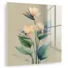 Paradijsvogelbloemen - Blauwgroene bladeren - Beige plexiglas 5mm klein -zzzproduct_nieuw
