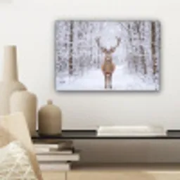 Hert - Winter - Bos - Natuur - Wit canvas 2cm klein -sfeer6