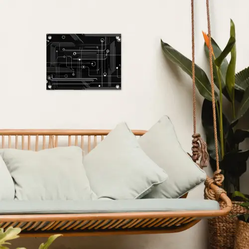 Gaming - Abstract - Lijnen - Rondjes - Zwart tuinposter los doek klein -sfeer7