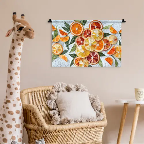 Schijfjes - Fruit - Oranje - Mozaïek Wandkleed katoen klein -wsfeer5_kind