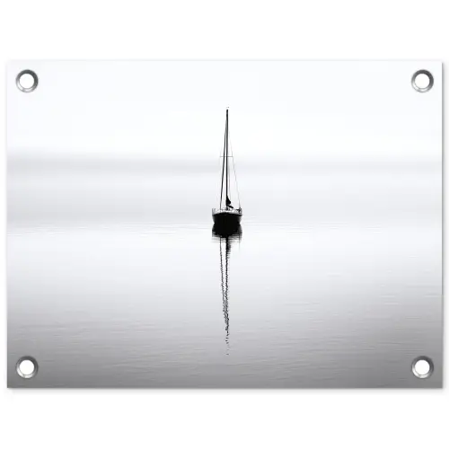 Zeilboot - Zwart - Water - Silhouet tuinposter los doek klein -3d