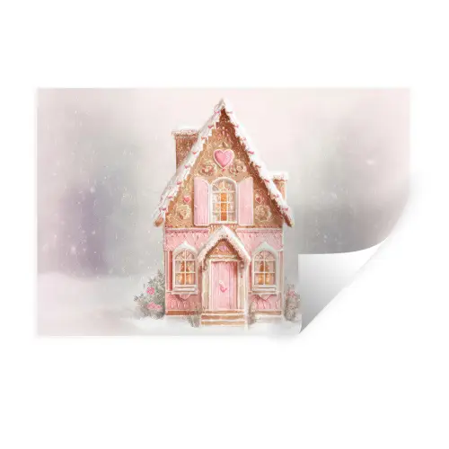 Huisje - Suiker - Pastel Muursticker klein -3d