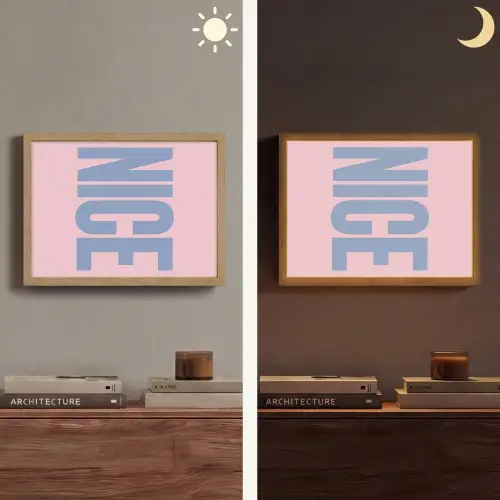 Nice - Paars - Roze Light Box met batterij (Wandlamp) middel -sfeer3