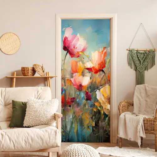 Bloemen - Watercolor - Kunst - Botanisch - Natuur deurposter klein -sfeer2