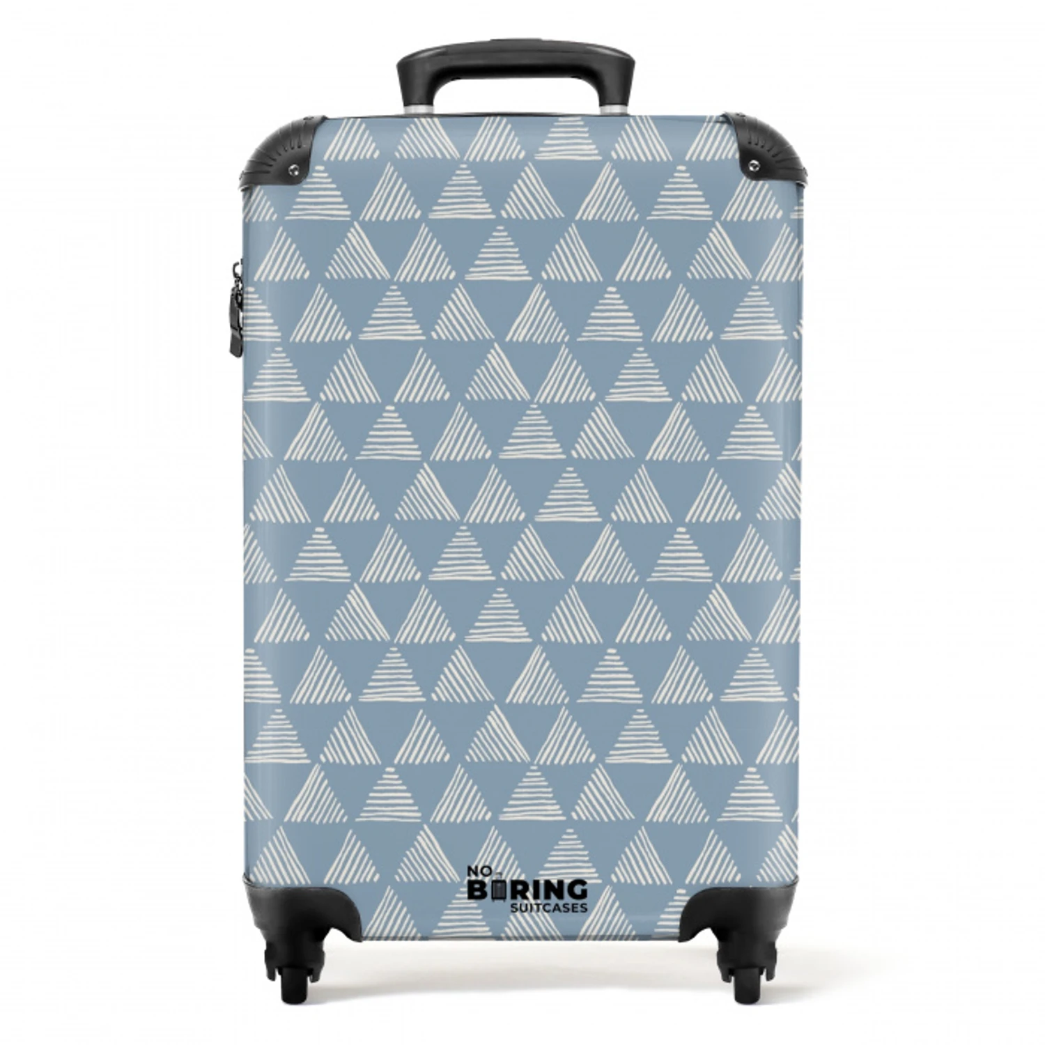 Blauw driehoeken patroon NBS - Handbagage koffer - Volwassenen Unisex middel -productfoto_recht