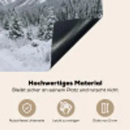 Weg - Bergen - Sneeuw - Naaldbos - Avontuurlijk Inductie beschemer met haakjes klein -ky-onderkant-de
