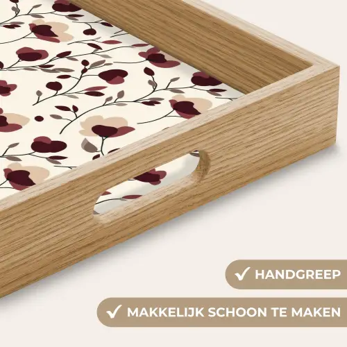 Bloemen - Botanisch - Bordeaux Dienblad Rechthoek middel 911 -USP_HandgreepNL
