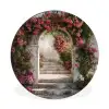 Doorkijk - Rozen - Vintage - Poort Wandcirkel aluminium klein -3d