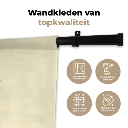 Illustratie - Zwart - Roos Wandkleed katoen klein -sfeer2