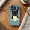 Kat - Zwart - Koffie - Minimalistisch Telefoonhoesje iPhone 17 Pro klein -sfeer1