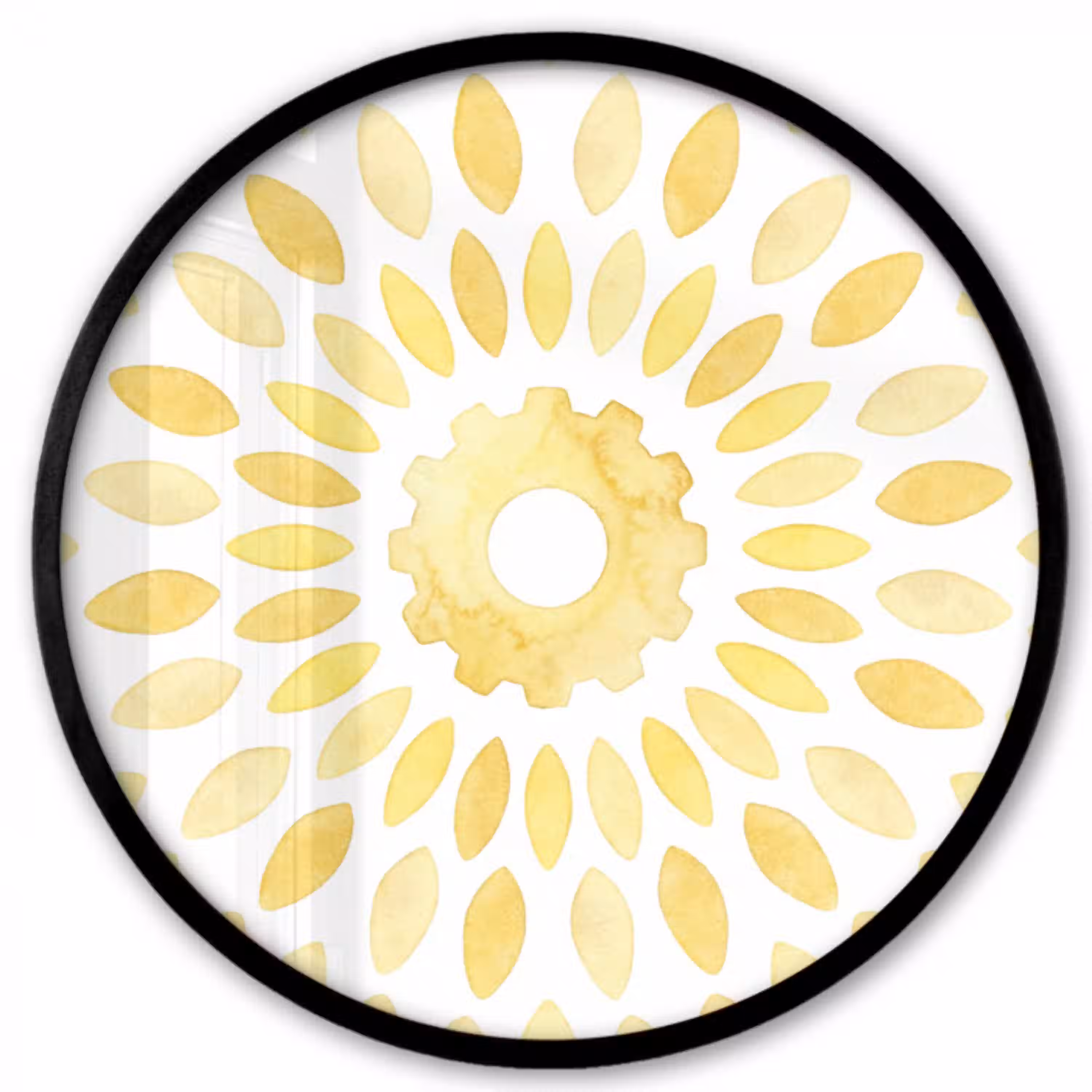 Abstract - Geometrisch - Stralend - Geel Fotolijst rond zonder passe partout klein -3d