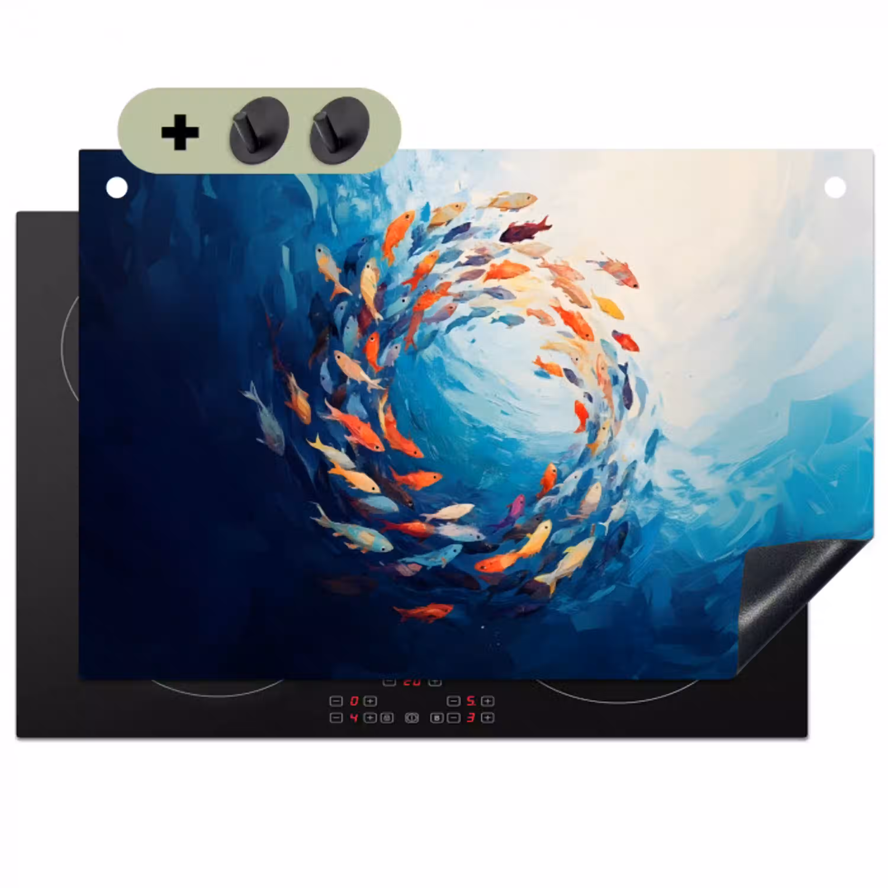 Zee - Vissen - Kleurrijk - Dynamisch Inductie beschemer met haakjes klein -3d
