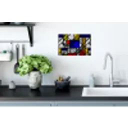 Mondriaan - Glas in lood - Oude Meesters - Kunstwerk - Abstract - Schilderij Muursticker klein -keuken