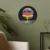 Maan - Geel - Roze - Zwart Akoestische PET Vilt - Rond klein -sfeer2