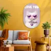 Kat - Love - Paars - Valentijn Wandcirkel Ovaal Glas middel -sfeer4