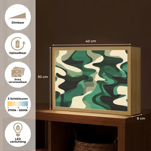 Abstract - Camouflage - Groen Light Box met batterij (Wandlamp) middel -USP_websiteoverzichtNL