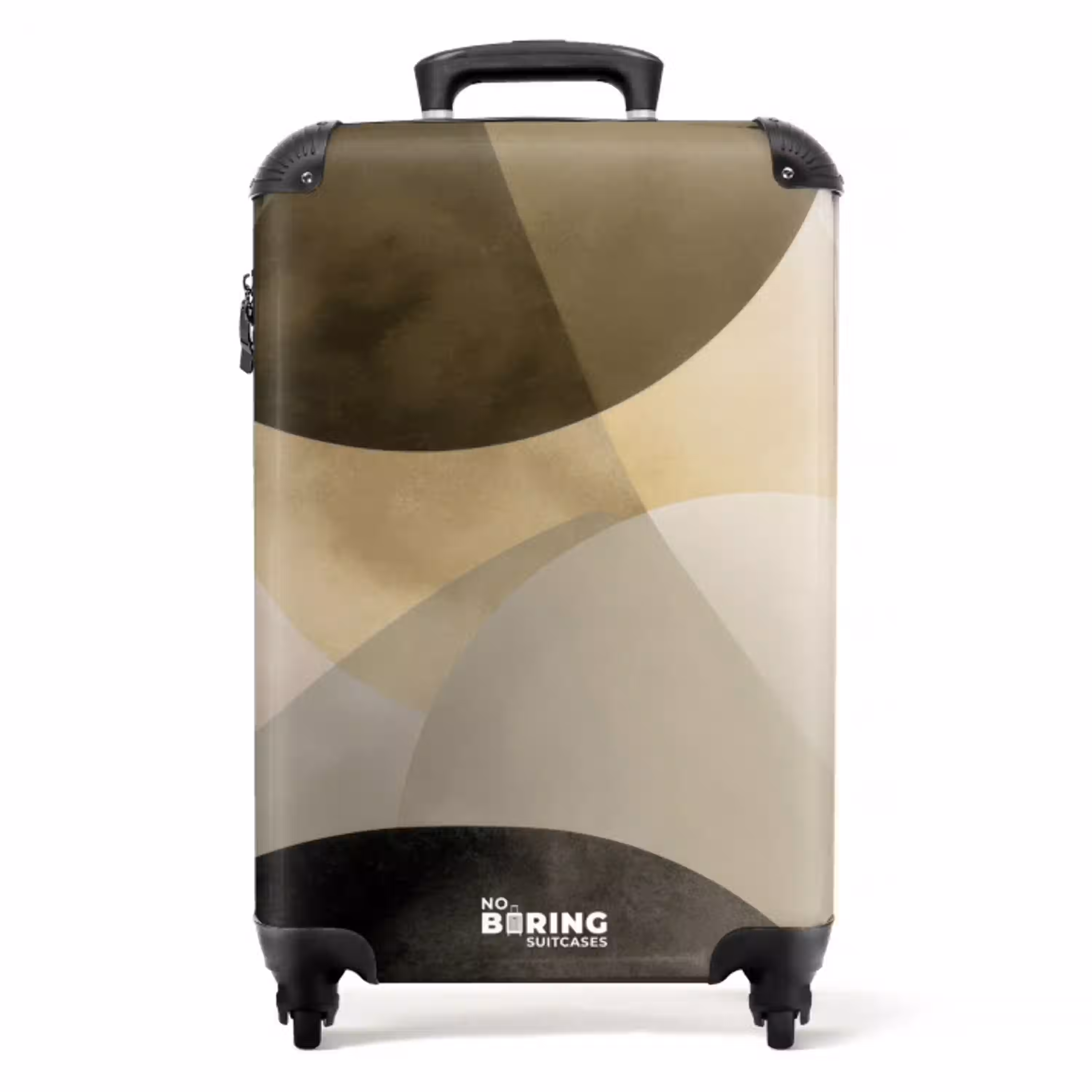 Vlakken - Abstract - Beige - Cirkels NBS - Handbagage koffer - Volwassenen Unisex middel -productfoto_recht