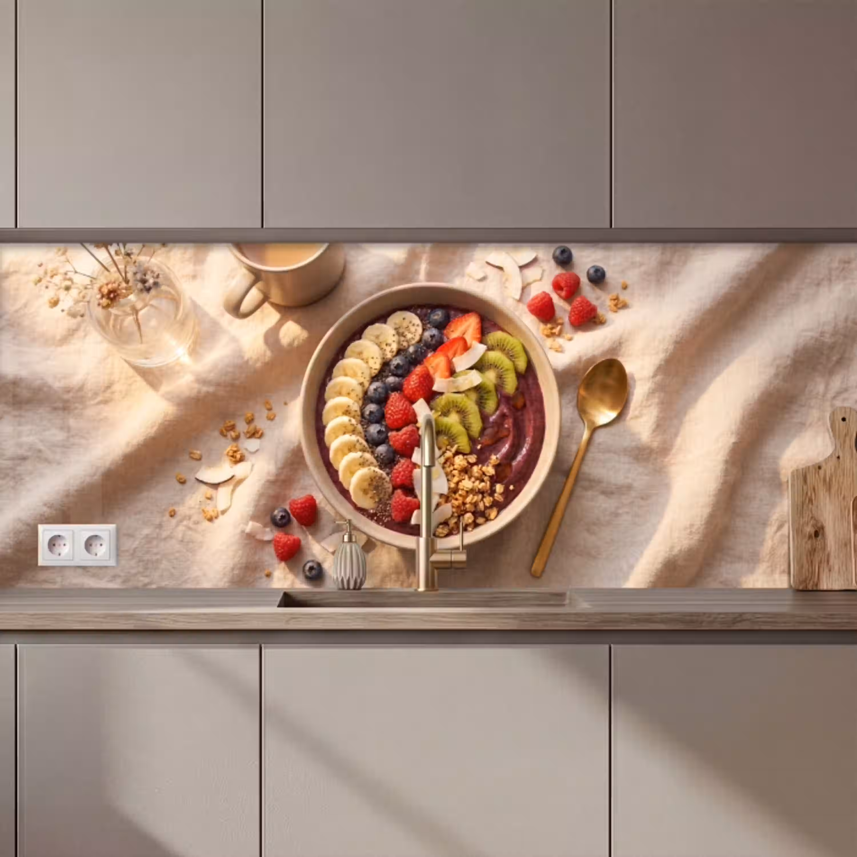 Eten - Ontbijtkom - Fruit - Gezond - Kleurrijk keuken achterwand 2 middel zz_3dshopping