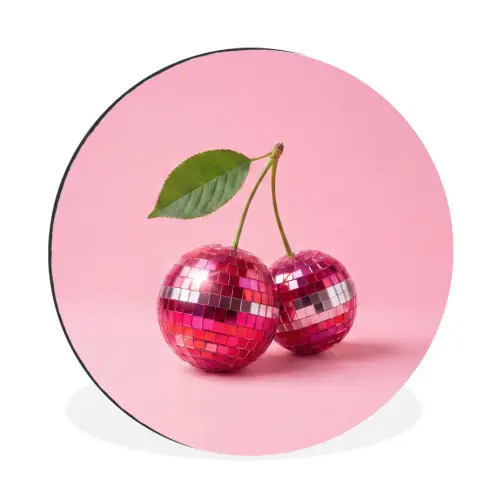 Disco - Kersen - Roze Wandcirkel aluminium klein -3d