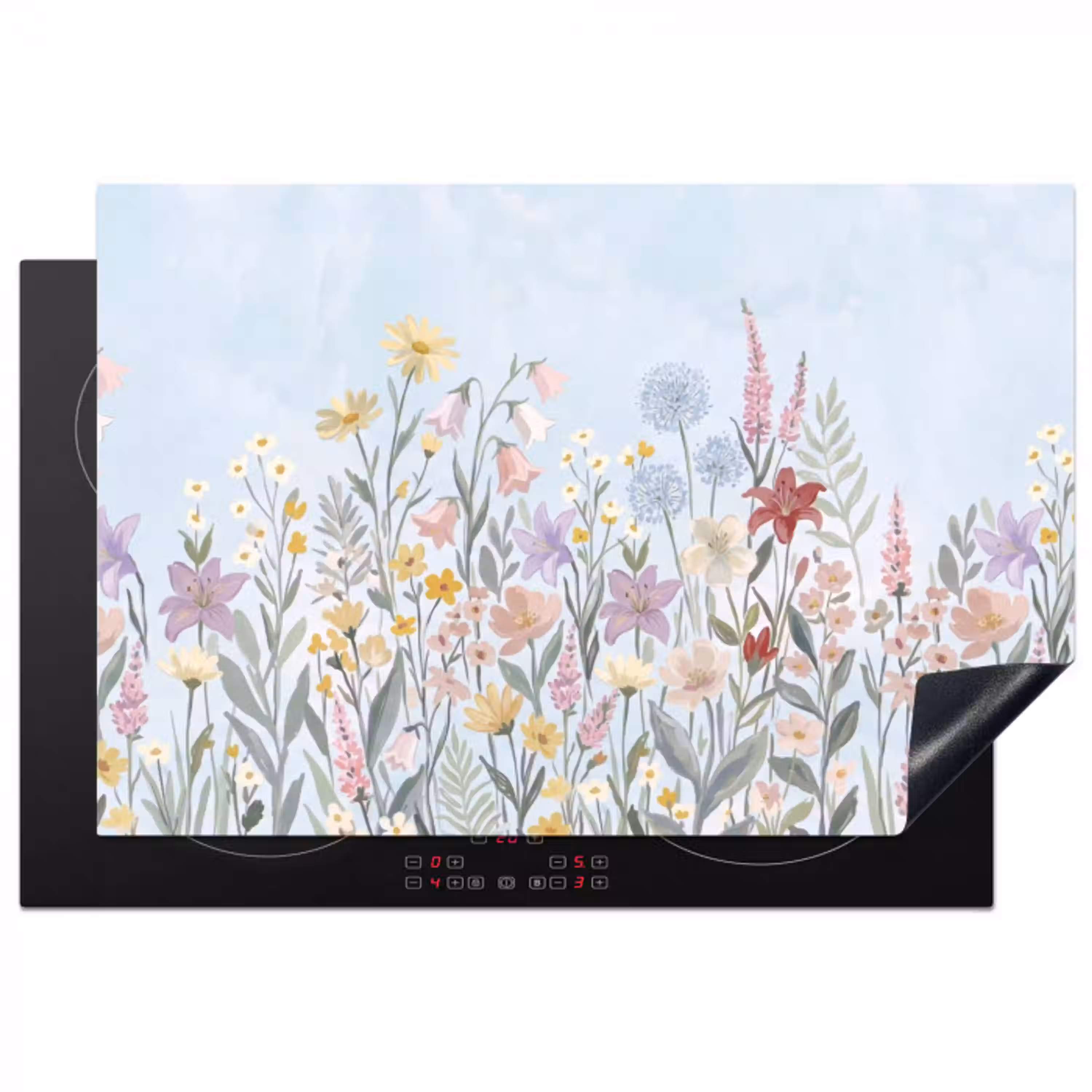 Weidebloemen - Illustratie - Kleurrijk Inductie beschermer vinyl 3mm klein -3d