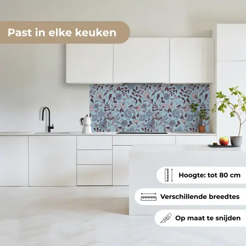 Patroon - Bloem - Grijs - Blauw keuken achterwand 2 middel 871 -sfeer4_NL