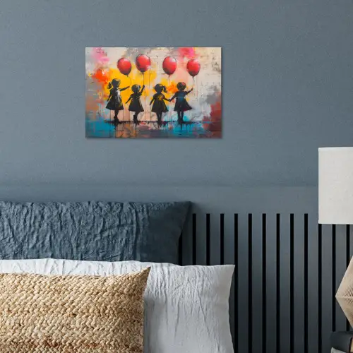 Graffiti - Kinderen - Street art - Ballon - Banksy poster papier klein -sfeer2