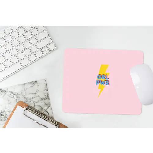 Grl pwr - Bliksem - Roze muismat rubber klein -witbureau