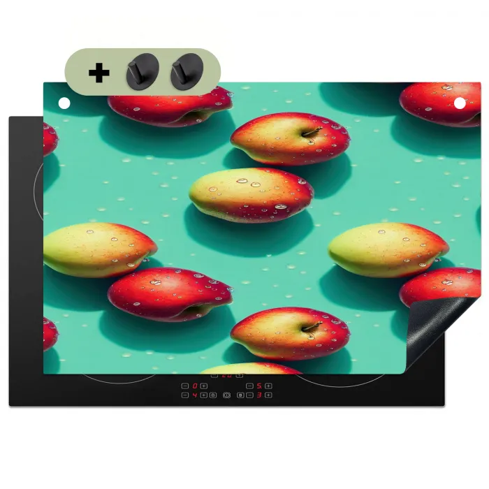 Appels - Water - Turquoise Inductie beschemer met haakjes klein 777 -3d