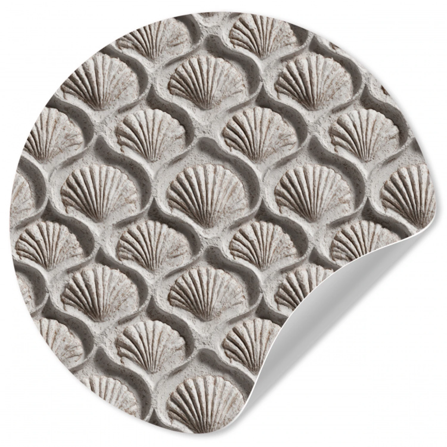 Zand - Schelpenvorm - Grijs Wandcirkel behangsticker klein 186 -3d