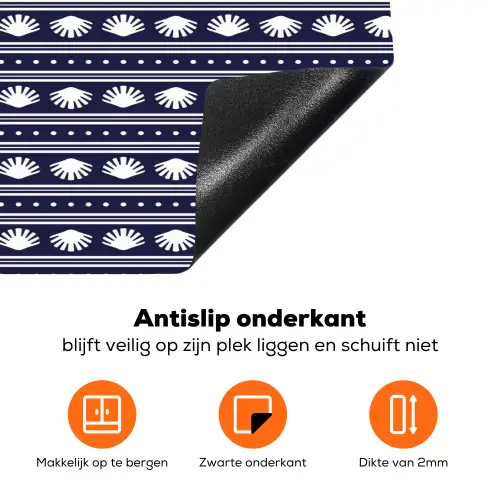 Schelp - Nautisch - Blauw - Wit Inductie beschermer vinyl 3mm klein 276 -zzzzzzz-td-onderkant