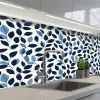 Grafisch - Bladmotief - Diepblauw keuken achterwand 2 middel 871 -3d_schuin