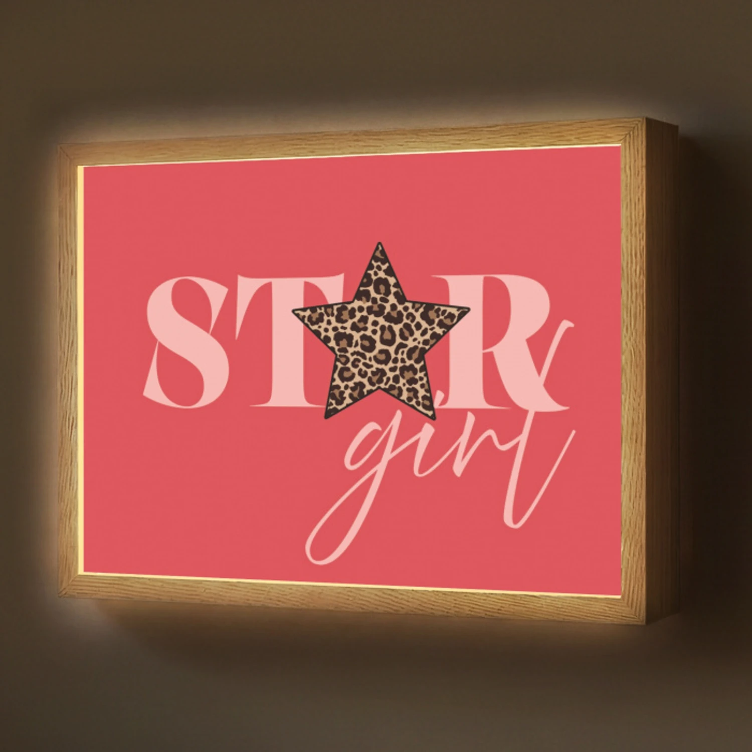 Star girl - Rood - Panter - Ster Light Box met batterij (Wandlamp) middel -z3d_website
