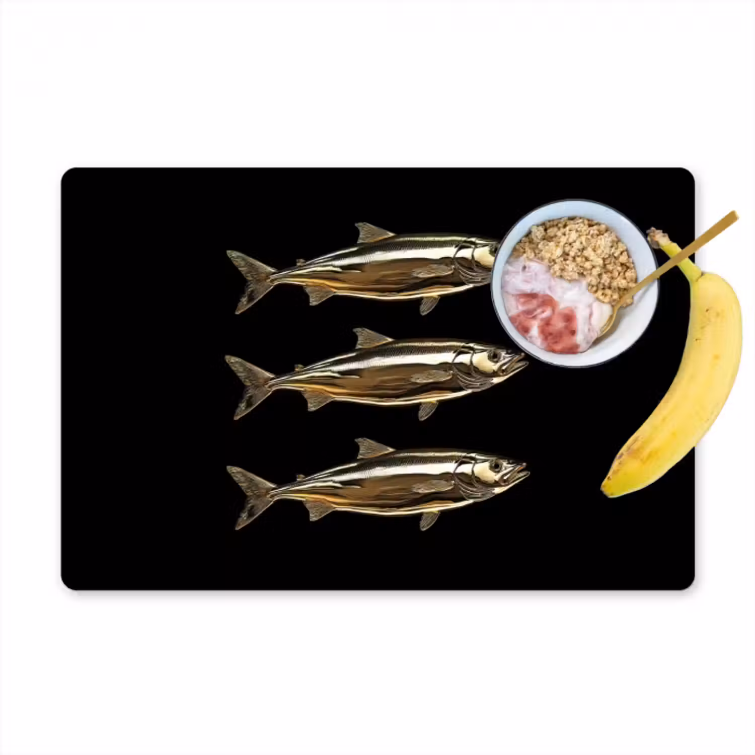 Tischset - 6 Stück - Fische - Gold - Schwarz