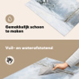 Bospad - Dennen - Sneeuw - Winter - Rustgevend Inductie beschemer met haakjes klein -ky-schoon-nl