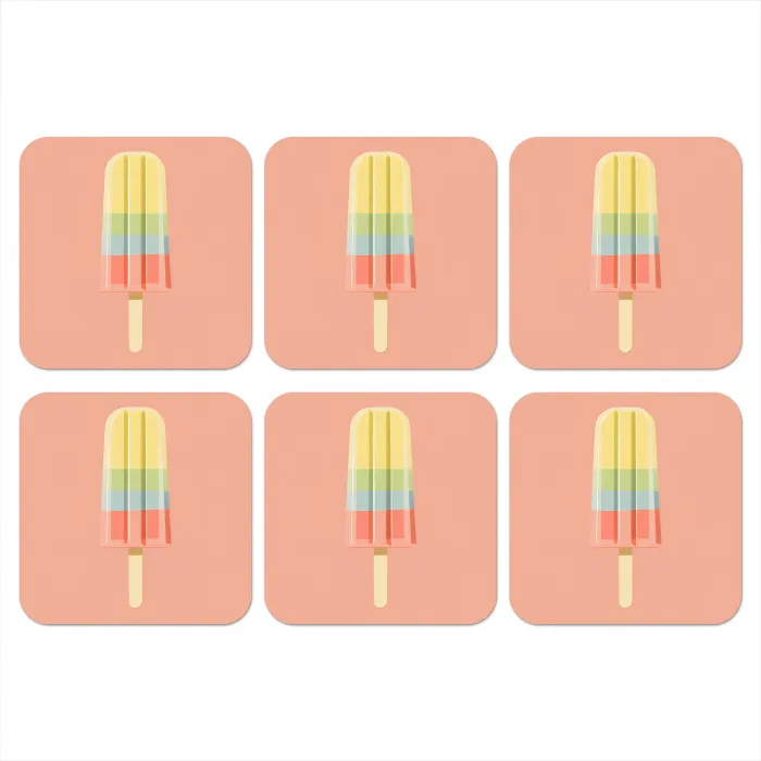 Waterijsje - Pasteltinten - Minimalistisch onderzetter kurk middel -3d