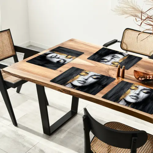 Gezicht - Vrouw - Penseelstreken - Abstract Placemat vinyl groot -zzsfeer4_Kitchenyeah-website