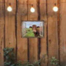 Doorkijk - Koe - Weiland - Landschap - Dieren tuinposter los doek klein -sfeer1