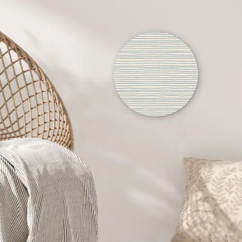 Blauw - Strepen - Beige Wandcirkel plexiglas klein 852 -sfeer5