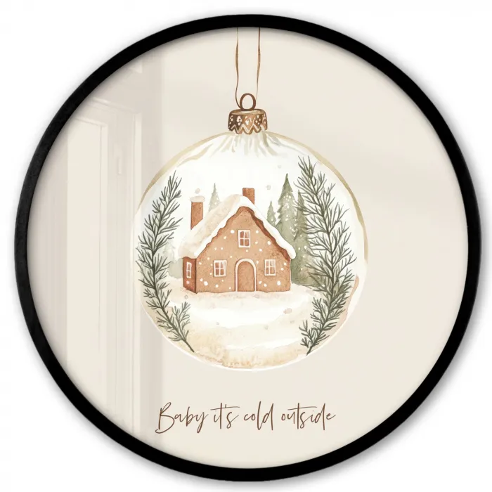 Quote - Winter - Kerst - Beige - Kerstbal Fotolijst rond zonder passe partout klein -3d